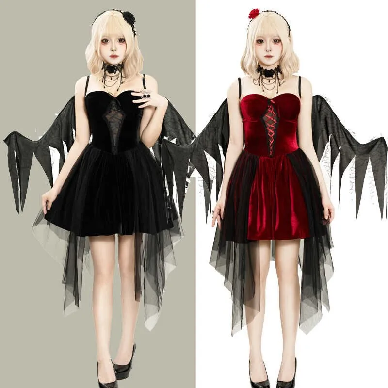 

Halloween Cosplay Costume Queen Bride Black Devil White Angel Role-playing Evil Theme Women's Traditional Ethnic Stag...