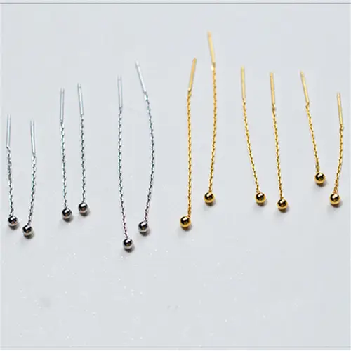 WANTME 925 Sterling Silver Chain Tassel Bead Drop Earrings for Women Fashion Minimalist Charm Ear Wires Line Girl Jewelry Gift - Image 6