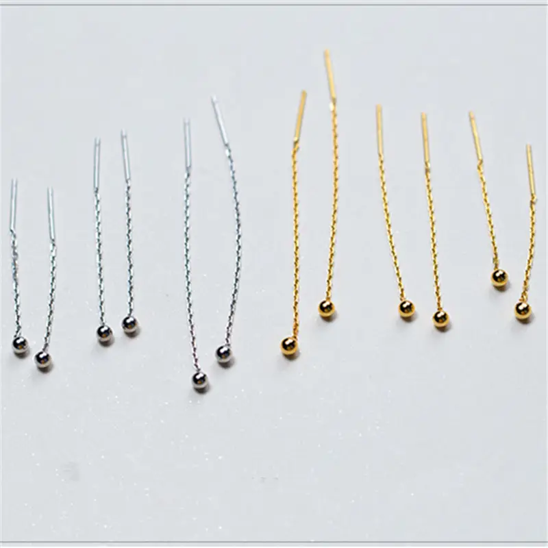 WANTME 925 Sterling Silver Chain Tassel Bead Drop Earrings for Women Fashion Minimalist Charm Ear Wires Line Girl Jewelry Gift - Image 6
