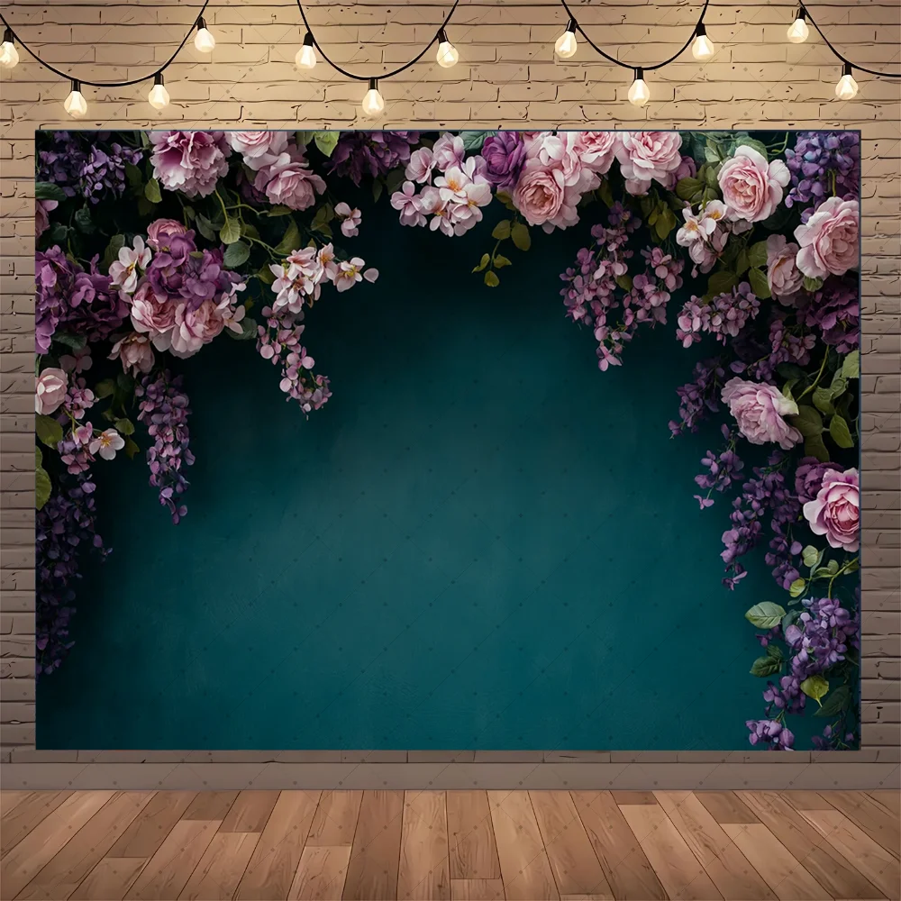 Colorful Floral Arch Square Party Backdrops Wedding Maternity Dresses Photoshoot Birthday Decoration Backgrounds For Photographs