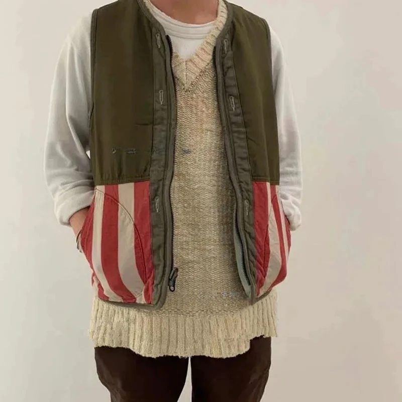 22SS China-Chic Two Side Zipper Vests Loose Casual Collarless Inner Jacket Waistcoat Non Dcdt
