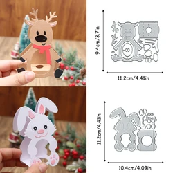 Christmas Deer Rabbit Metal Cutting Dies Scrapbooking Paper Album Card Making Die Cut Embossing Templates Animals Craft New