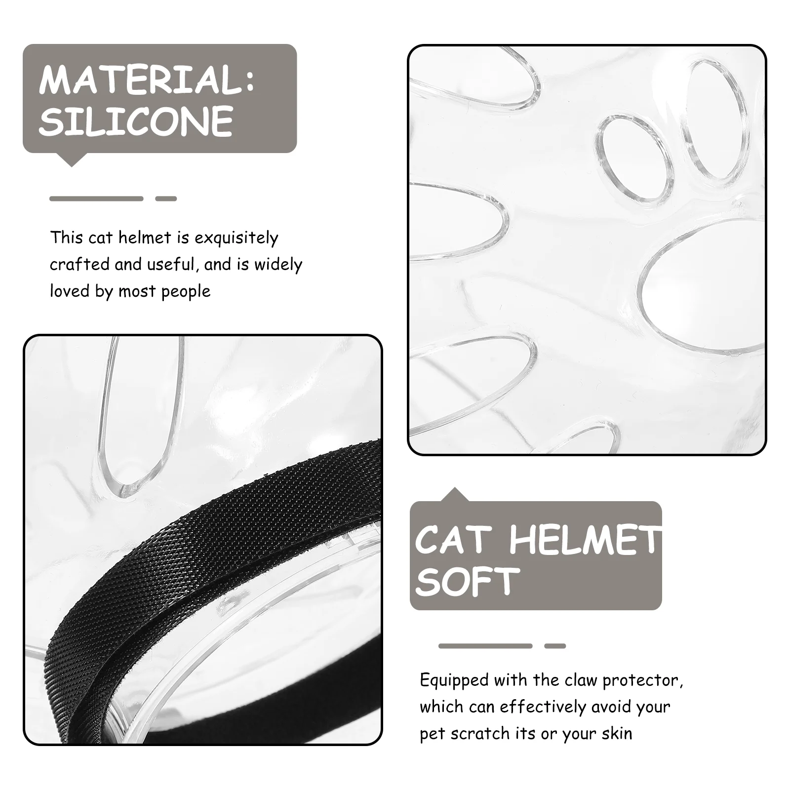 Hood Round Breathable Protective Anti-cat Biting and Licking Transparent Head Cover with Multifunctional Feet