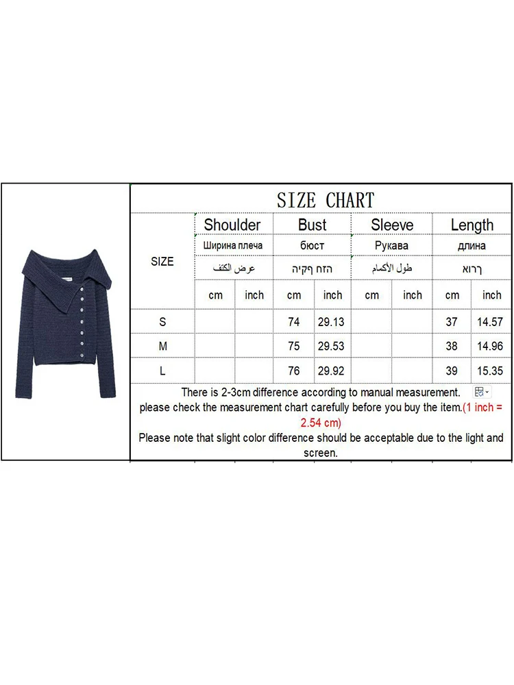 TRAF Autumn Women Solid Asymmetrical Knitted Sweater 2024 Fashion Lapel Single Breasted One Shoulder Cardigan Causal Chic Tops