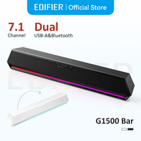 Edifier G1500 Bar Desk Soundbar Computer Speaker 7.1 Surround Sound Bluetooth 5.3 + USB-A Connections RGB Lighting with Mic