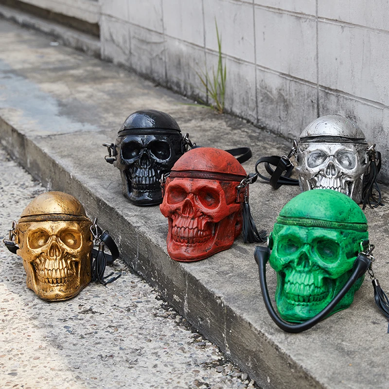 2024 New Skull Head Halloween Handbag Unisex Crossbody Bag Cool Personality Single Shoulder Bag British Style Soft Handle
