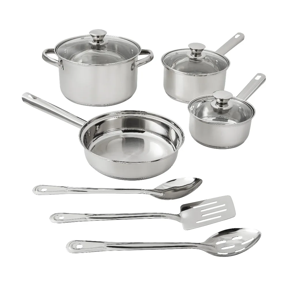 Mainstays 10 Piece Nonstick Stainless Steel Cookware Set