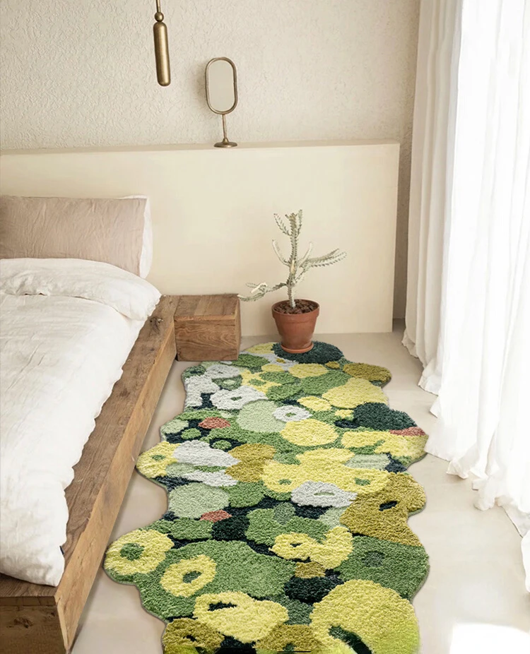 

Bedroom Carpet Bedside Blanket Forest Moss Floor Mat Thickened Bed Front Decoration Living Room Shaped Bay Window Blanket