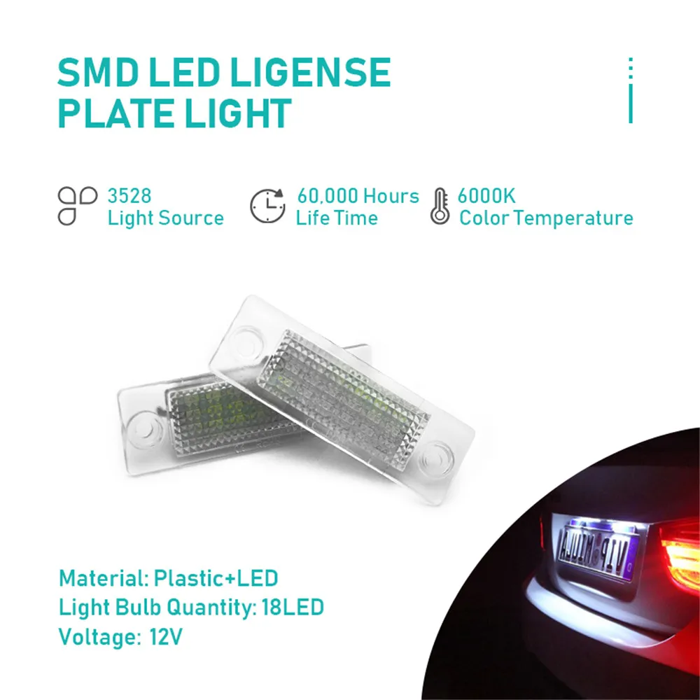 

2Pcs For Volkswagen Touran Golf5 plus Jetta Passat Ultra Bright LED License Plate Lights