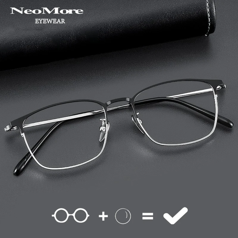 

Ultra Light Titanium Eyebrow semi-rimless Glasses Prescription Progressive Multifocal Eyewear Frame Square Myopia Eyeglasses