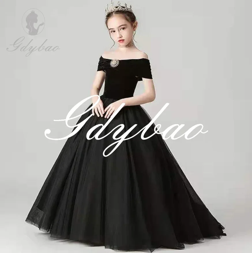 

Girl Communion Summer Girl Dresses Big Bow Flower Girl Dresses Gold Applique Girls Pageant Dress First Communion Dress