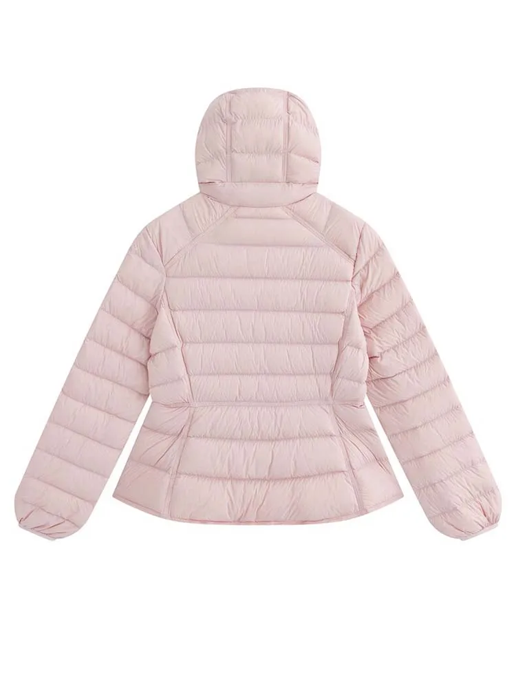 Women's Short Lightweight Hooded Down Jacket 2026 Autumn Winter High qulaity Waist-Cinched puffer coat Warm Solid color DJ729