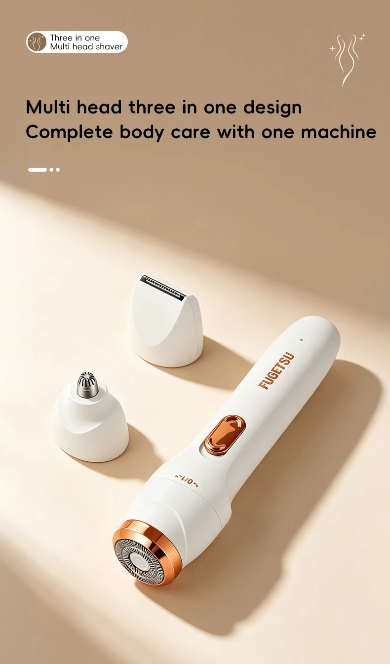3-in-1 Electric Hair Removal Set Portable Type-C Rechargeable Shaver for Underarm Leg And Nose Hair Trimming