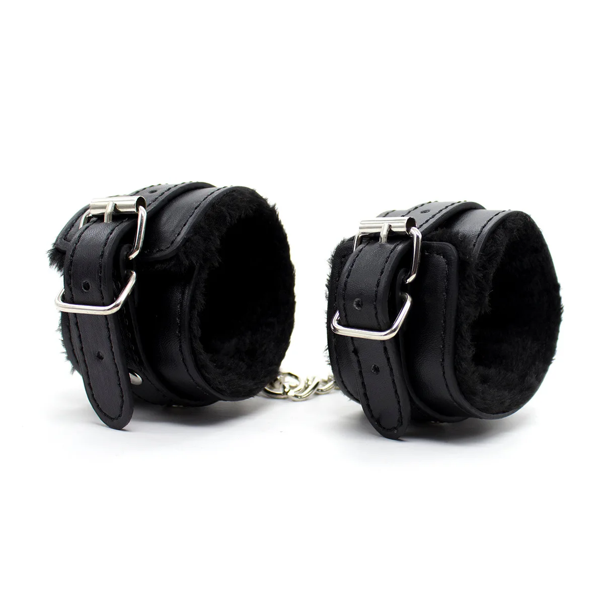 Fleece-lined Pu Leather Handcuffs Ankle Chains For Cosplay Costume Accessories Women Non-damaging Photo Props Stage Performance