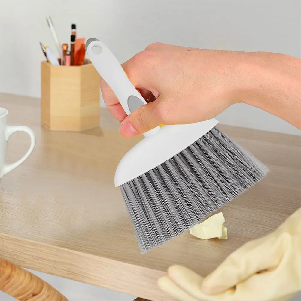 1Set Small Broom Dustpan Kit Mini Desktop Whisk Brush Compact Cleaning Tool Detail Brush for Keyboard Camera Car Gaps