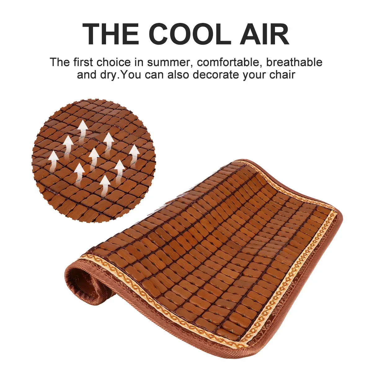 1Pcs Bamboo Cooling Seat Mat Bamboo Fiber Refreshing Cushion for Sofa Chair Car Improves Circulation