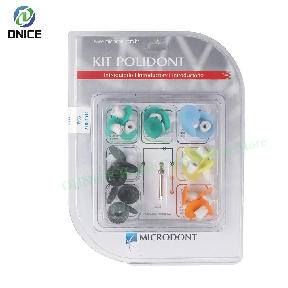 Microdont Dental Rubber Polishing Disc Introductory Kit includes 28 rubber polishing discs for achieving precise dental finishes