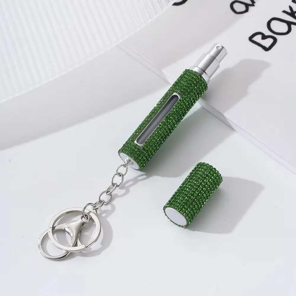 ประณีตด้านล่างพวงกุญแจรีฟิลขวด 5ml คริสตัล Key Ring Atomizer Rhinestone มินิคอนเทนเนอร์เครื่องสําอางสําหรับเดินทาง