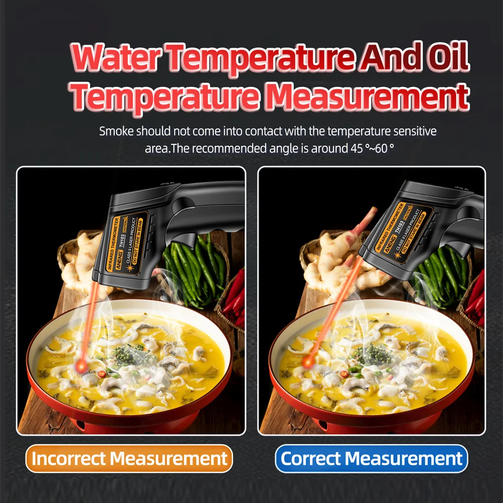 ANENG TH103 Digital Infrared Laser Thermometer Industrial Temparature Measuring Gun Backlight Screen Temperature Humidity Meter