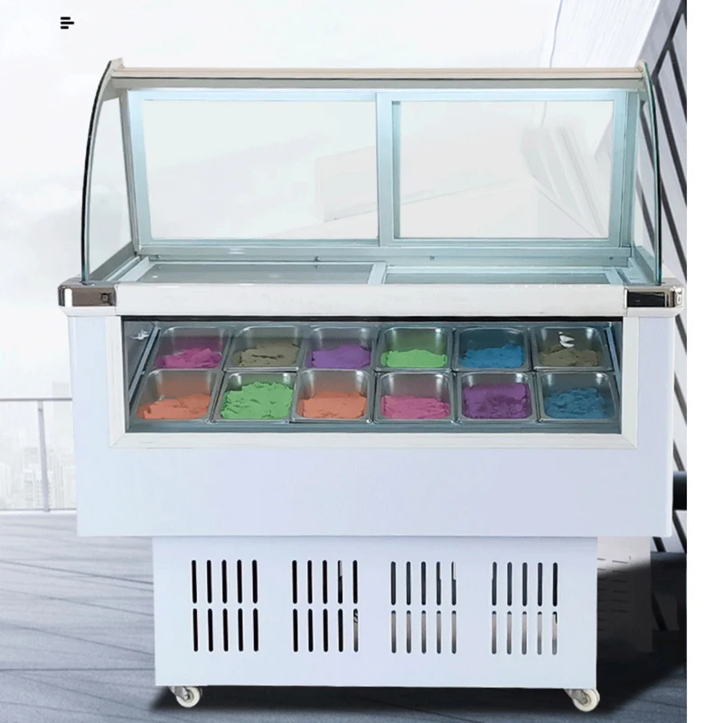 Commercial Ice Cream Display Cabinet Stainless Steel Popsicle Showcase Freezers 10 Round Barrels Or 14 Square Barrels 170W