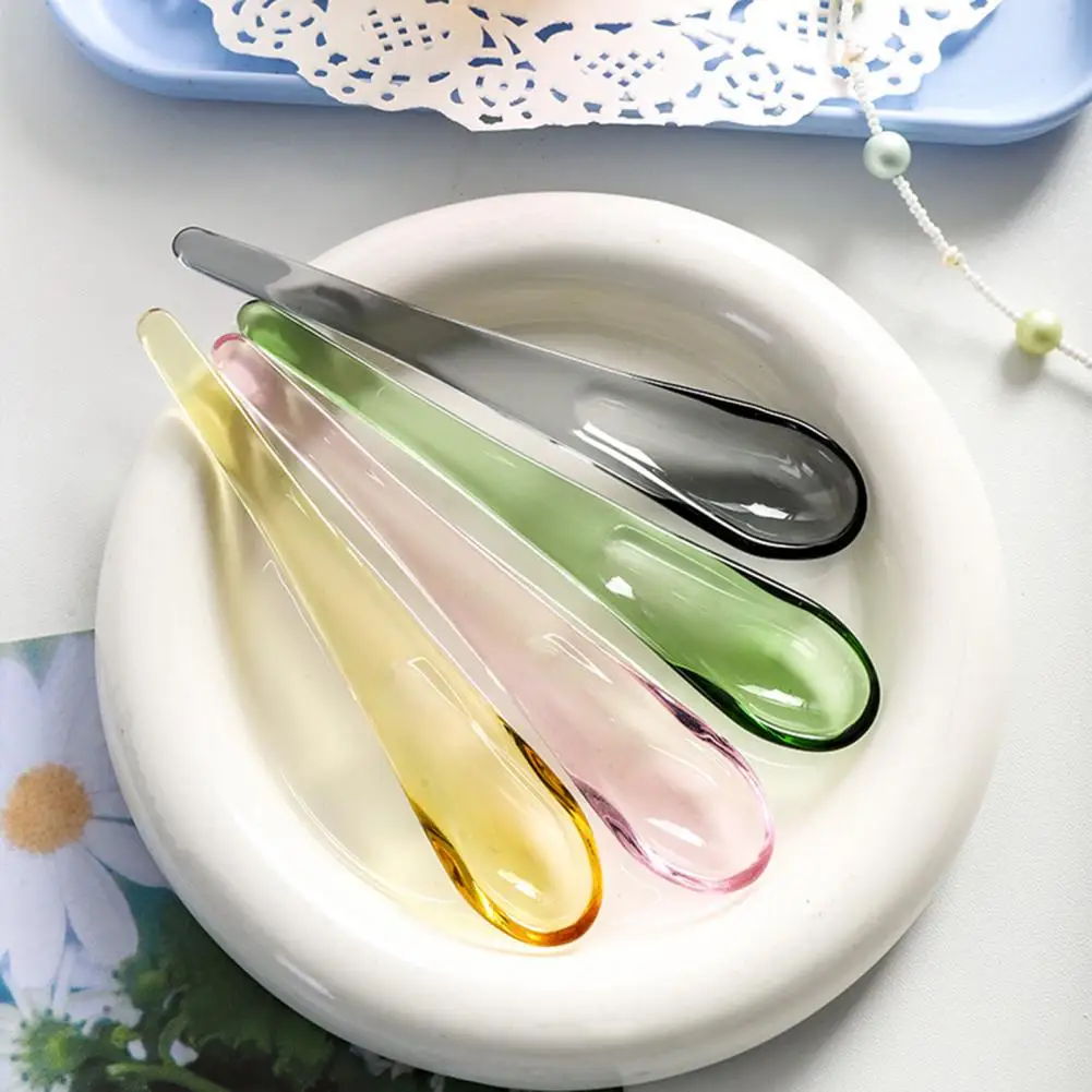 Adaptable Kitchen Tool Glass Spoon Handmade Colored Glass Coffee Spoon with Ergonomic Handle Heat-resistant Stirring Bar