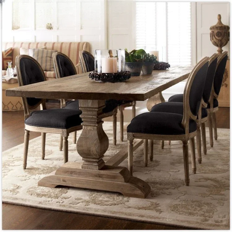 

American retro large board long table villa solid wood log long table old conference table