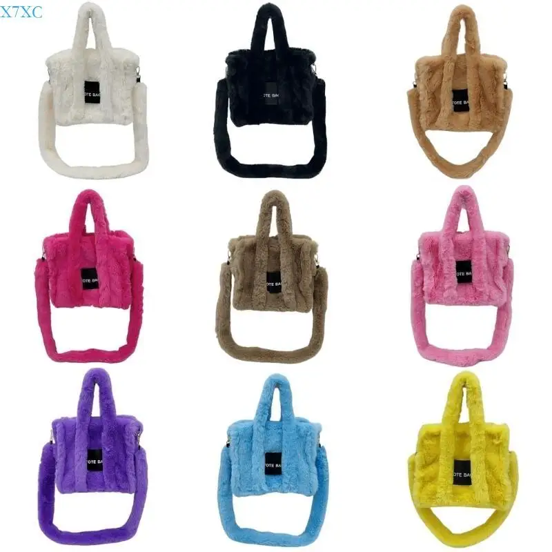 

X7XC Womens Large Capacity Handbag Female Plush Bag Shoulder Crossbody Bag