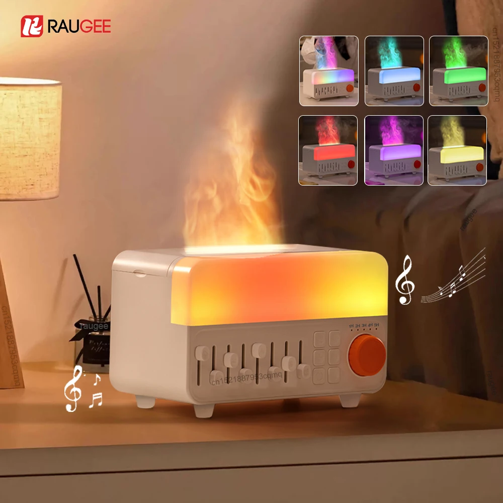 

Aroma Humidifier White Noise Essential Oil Diffuser Colorful Flame Air Humidifier Home Fragrance Diffuser with RGB Night Light