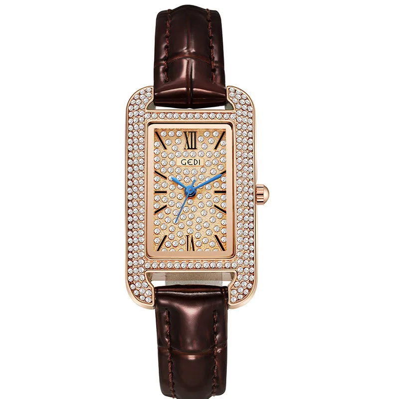 

Women's Fashion Small Square Plate Full Diamond Niche Belt Quartz Waterproof Watch