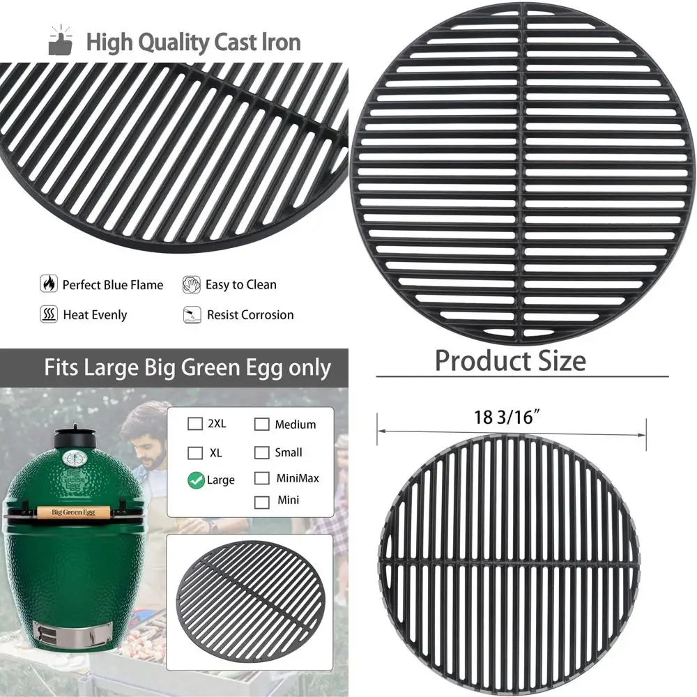 

Чугунные решетки для гриля 18 3/16 дюймов для больших грилей Kamado, сменные решетки для различных моделей