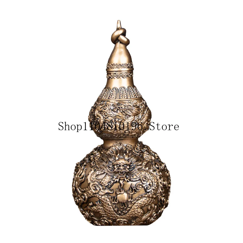 Dragon-patterned relief gourd, a decorative piece for home or office, available for drop shipping, suitable as an opening gift,