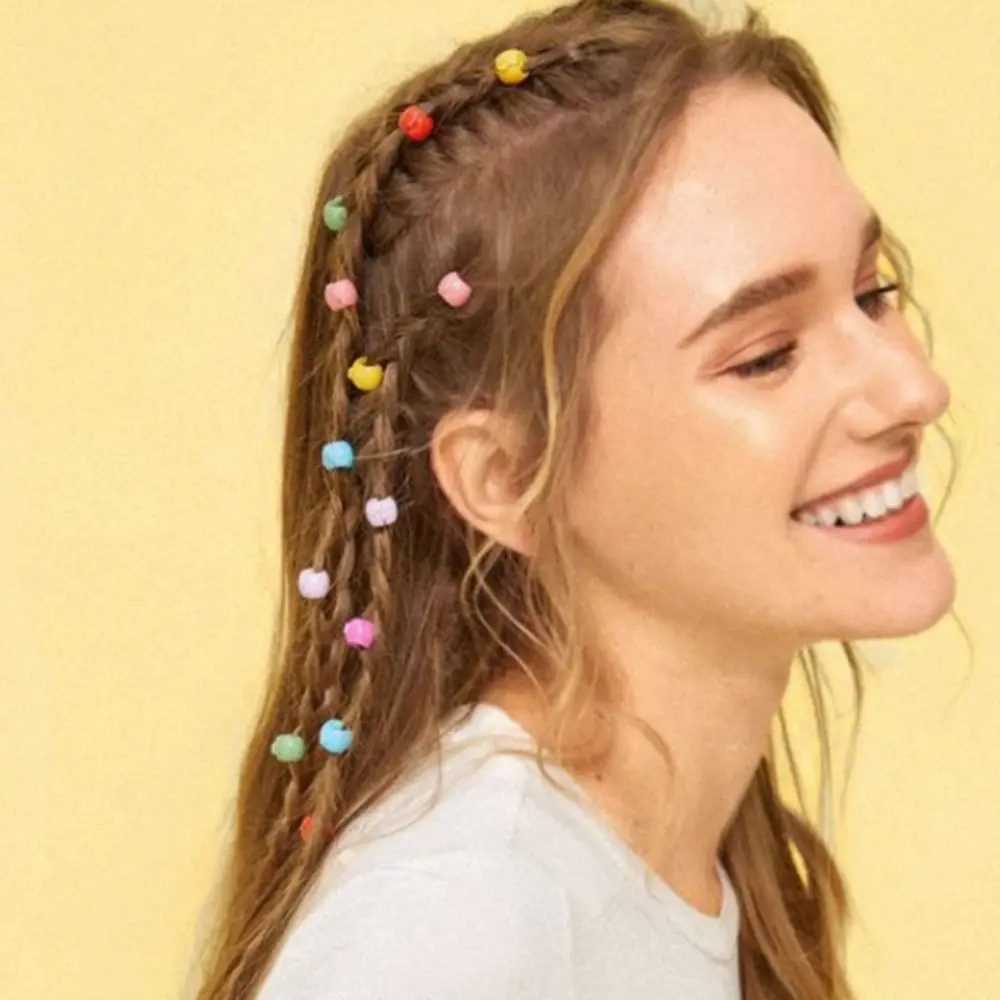 40pcs/set Princess Plastic Mix Colorful Hair Beads Mini Hollow Girls Buckle hairpins Hair Braids Maker Beads Women