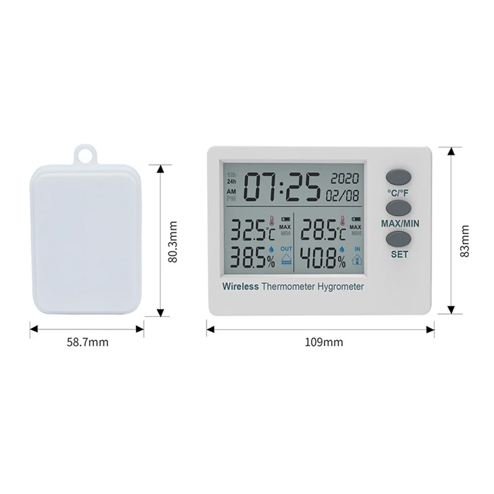 Wireless Indoor Outdoor Thermometer Hygrometer Color Screen Digitals Temperature Humidity Meter Clock Calendar For Home Kitchen
