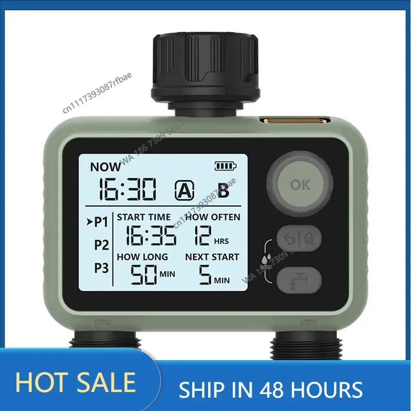 New Design Outdoor Electronic Automatic Rain Senor Two Outlet Water Timer Garden Watering Irrigation System HCT-376