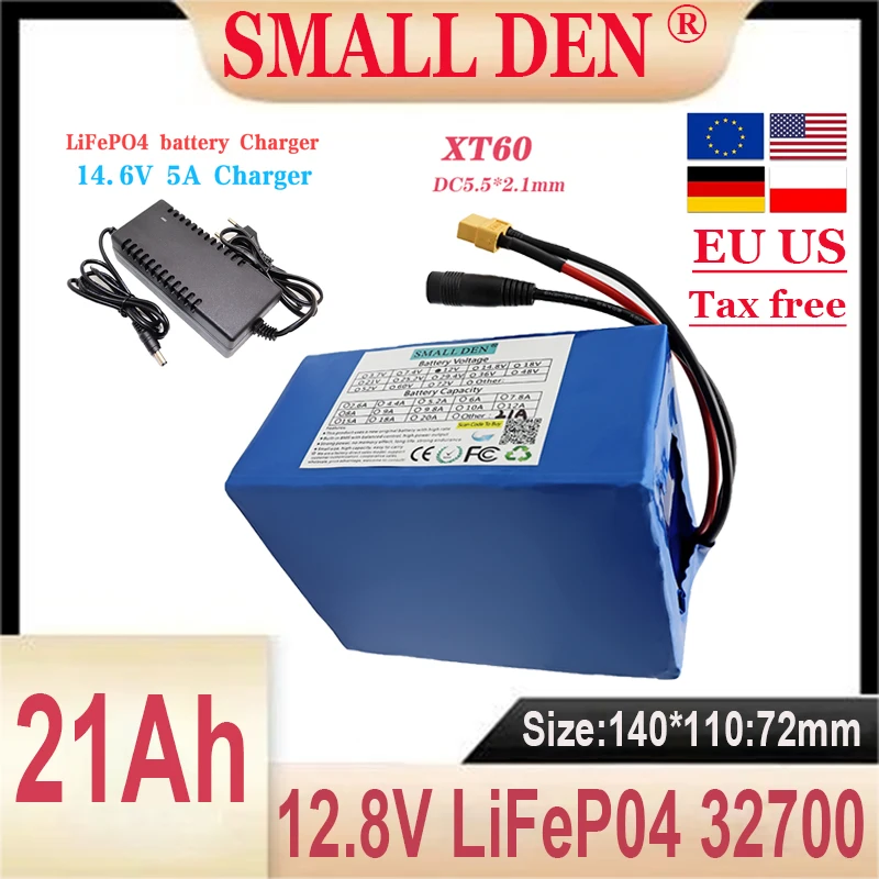 

12.8V 21A Lifepo4 battery pack 4S3P-32700 built-in 30A charge and discharge balance BMS toy car solar light golf cart 12Vsupply