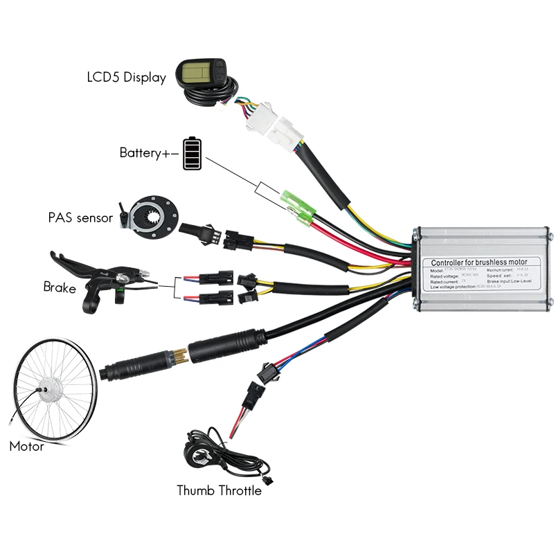 

Electric Bike Controller Aluminum Accessory 250W 350W 500W 750W Light Function Scooter Battery Display