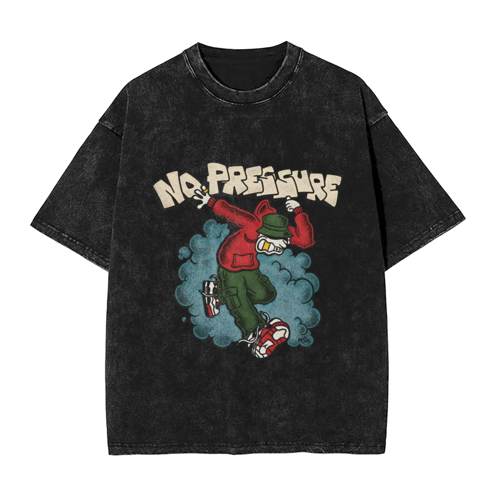 No Pressure Lock It Up Classic Cool A Washed T Shirt Men's Women's Oversized Cotton Tees Tops