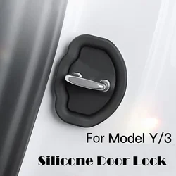 Cojín amortiguador silencioso para puerta de coche, hebilla de cerradura de puerta de silicona, cubierta protectora anticolisión para Tesla Model 3 Model Y, 4 Uds.