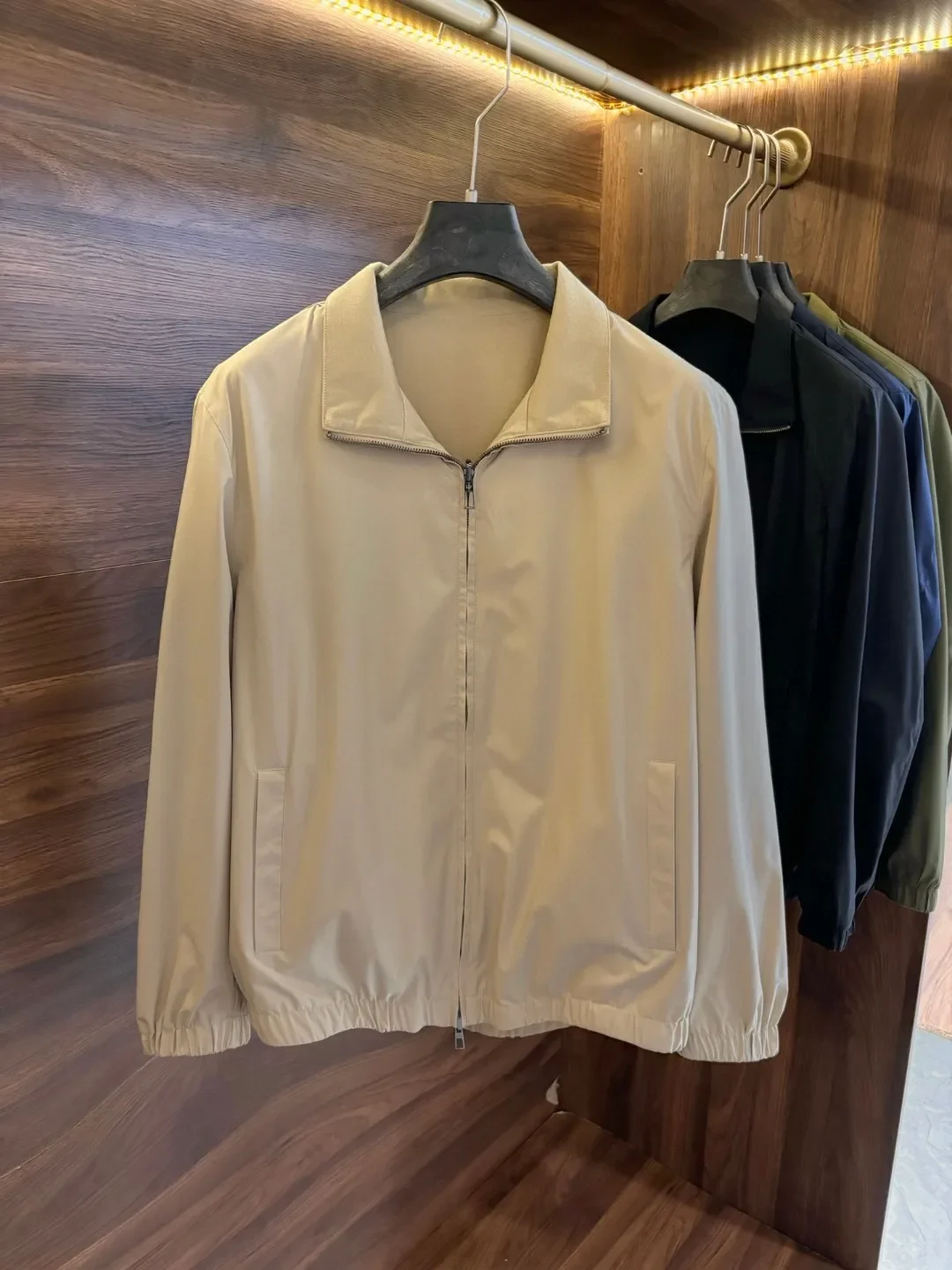 

LP двусторонняя ветрозащитная мужская деловая тонкая куртка с воротником-стойкой на молнии ветровка