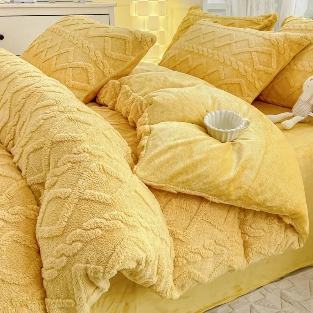 Single Quilt Cover Autumn/winter Thickened Warm Solid Color Duvet Cover 200x230 220x240 Bedding for Double Use with Pillowcases