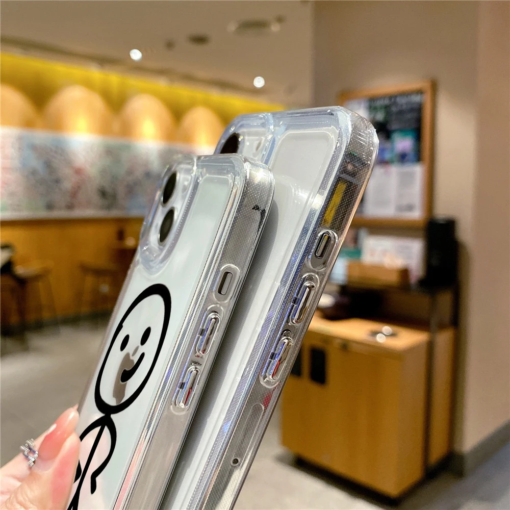 Dễ Thương Coi Thường Matchstick Nam Không Gian Trong Suốt TPU Ốp Lưng Điện Thoại iPhone 14 13 12 11 Pro Max XR XSMAX 8plus Trong Suốt Mềm Lưng