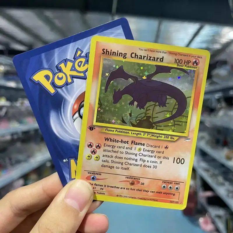 88x63mm Diy buatan sendiri koleksi ptcg kartu warna kartu Flash megtwo Charizard kartu perdagangan klasik kartu Anime hadiah mainan