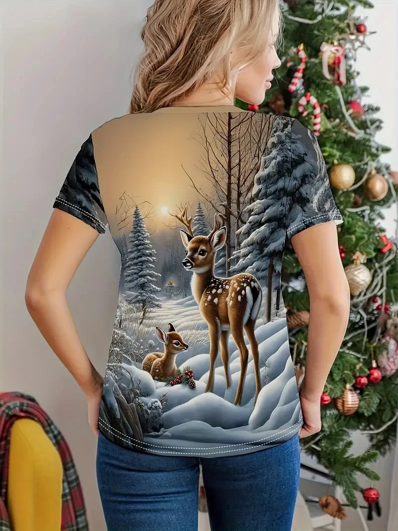 เสื้อยืดแขนสั้นพิมพ์ลาย 3D ขนาดบวกของผู้หญิง หลวมและลำลอง นุ่ม สบายและระบายอากาศได้ เหมาะสำหรับกีฬากลางแจ้ง