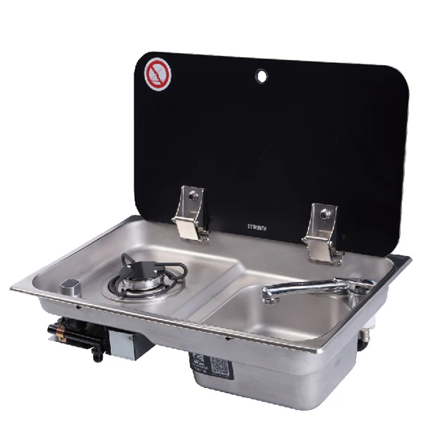 

High Quality Stainless Steel Gas Hob Sink Combo Unit for RV/Motorhome/Caravan/Campervan/Boat Kitchen CE Certified 536x318x146mm