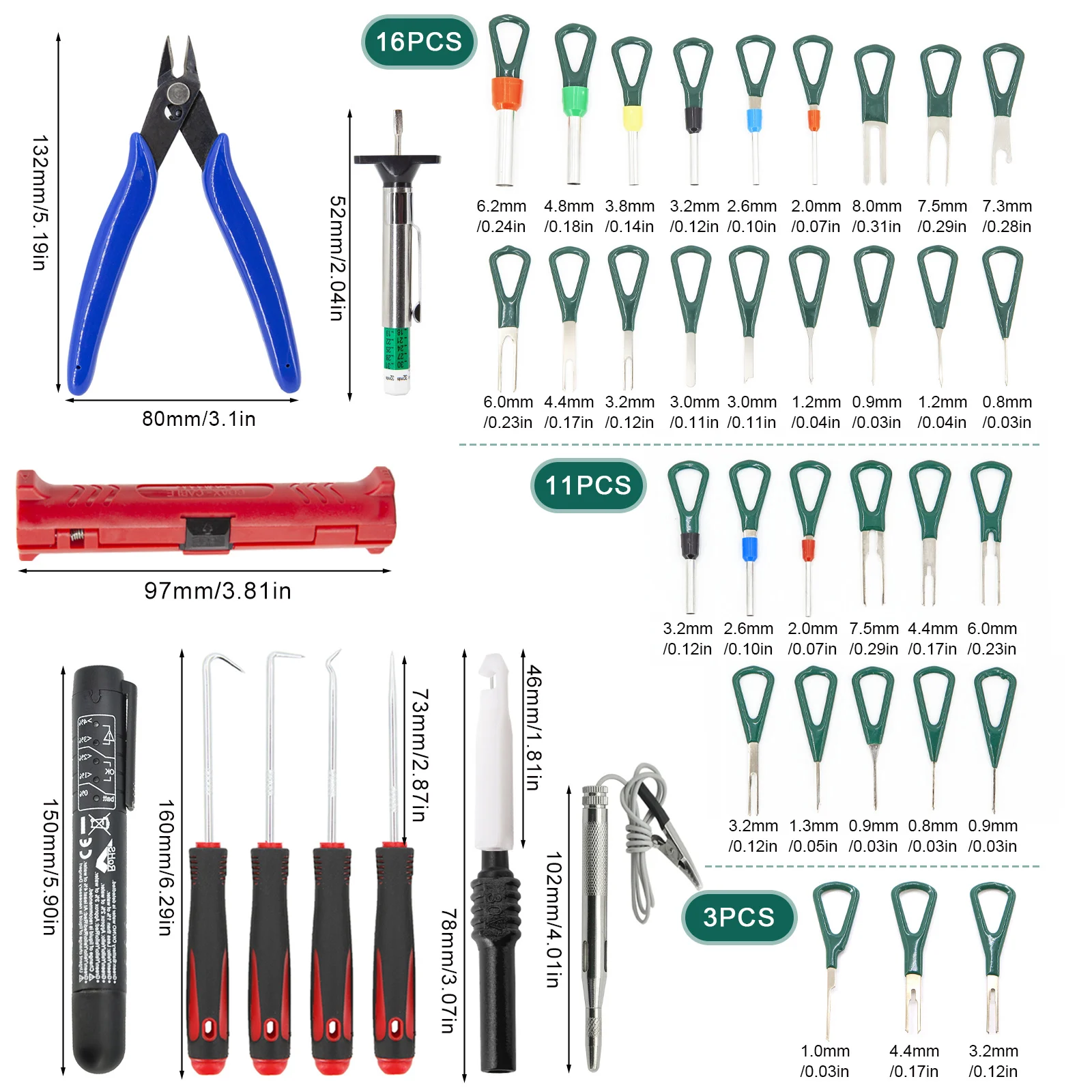 Car Terminal Removal Tools Kit Electrical Wire Harness Crimp Connector Pin Extractor Repair Light Tester Cable Pliers Stripper