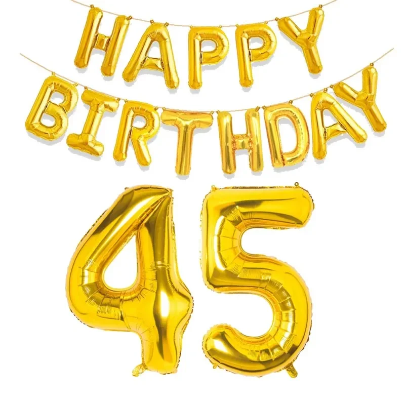 15 Stück goldene alles Gute zum Geburtstag mit Zahlen-Folienballons für Kinder und Erwachsene, Party-Dekoration, Junge, Mädchen, 10, 18, 20, 25, 30, 35, 40, 50, 60 Jahre alt – Detail 26