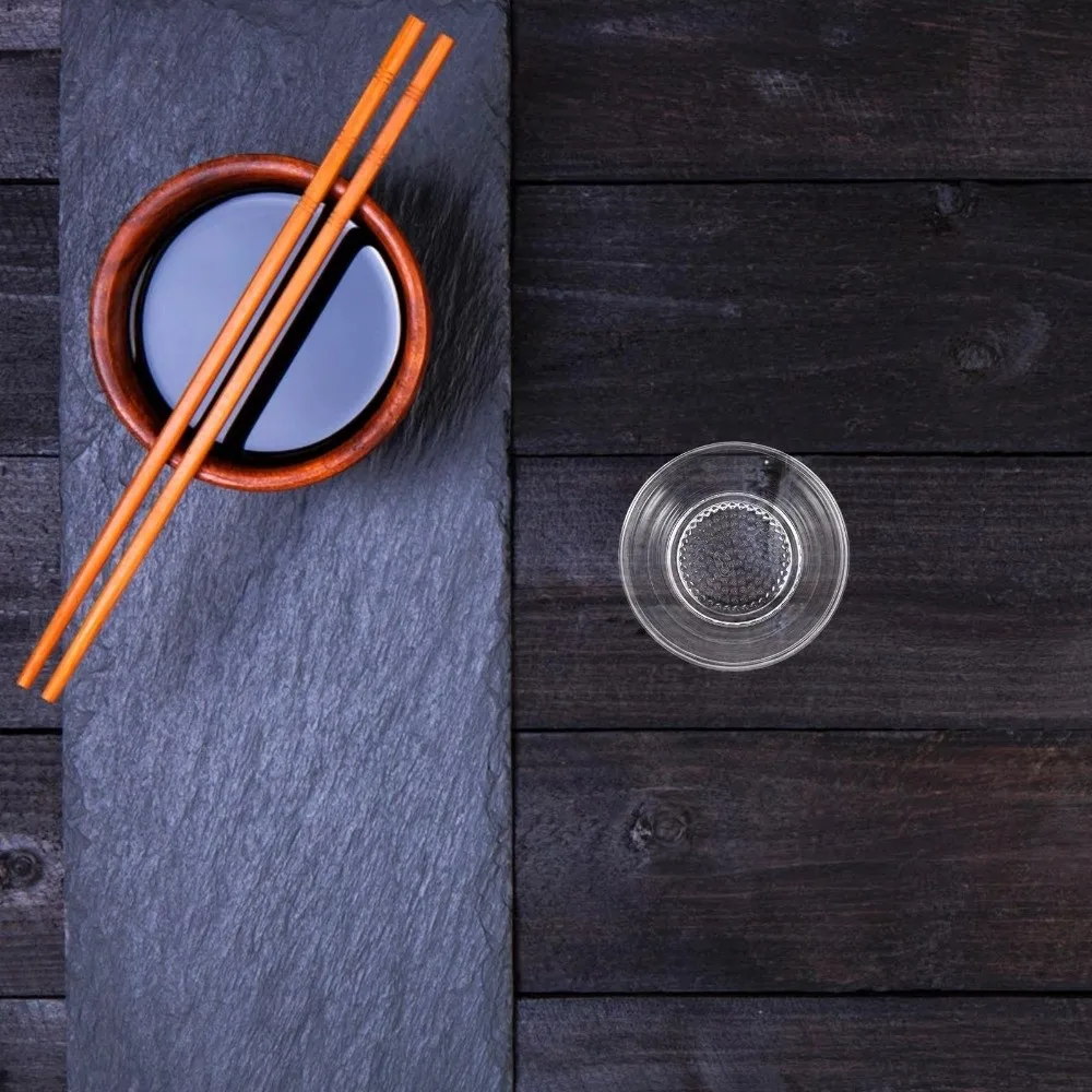 2PCS Condiment Dish Transparent Glass Grinding Bowl Stackable Round Manual Grinder 60ml Dipping Bowl Condiment Serving