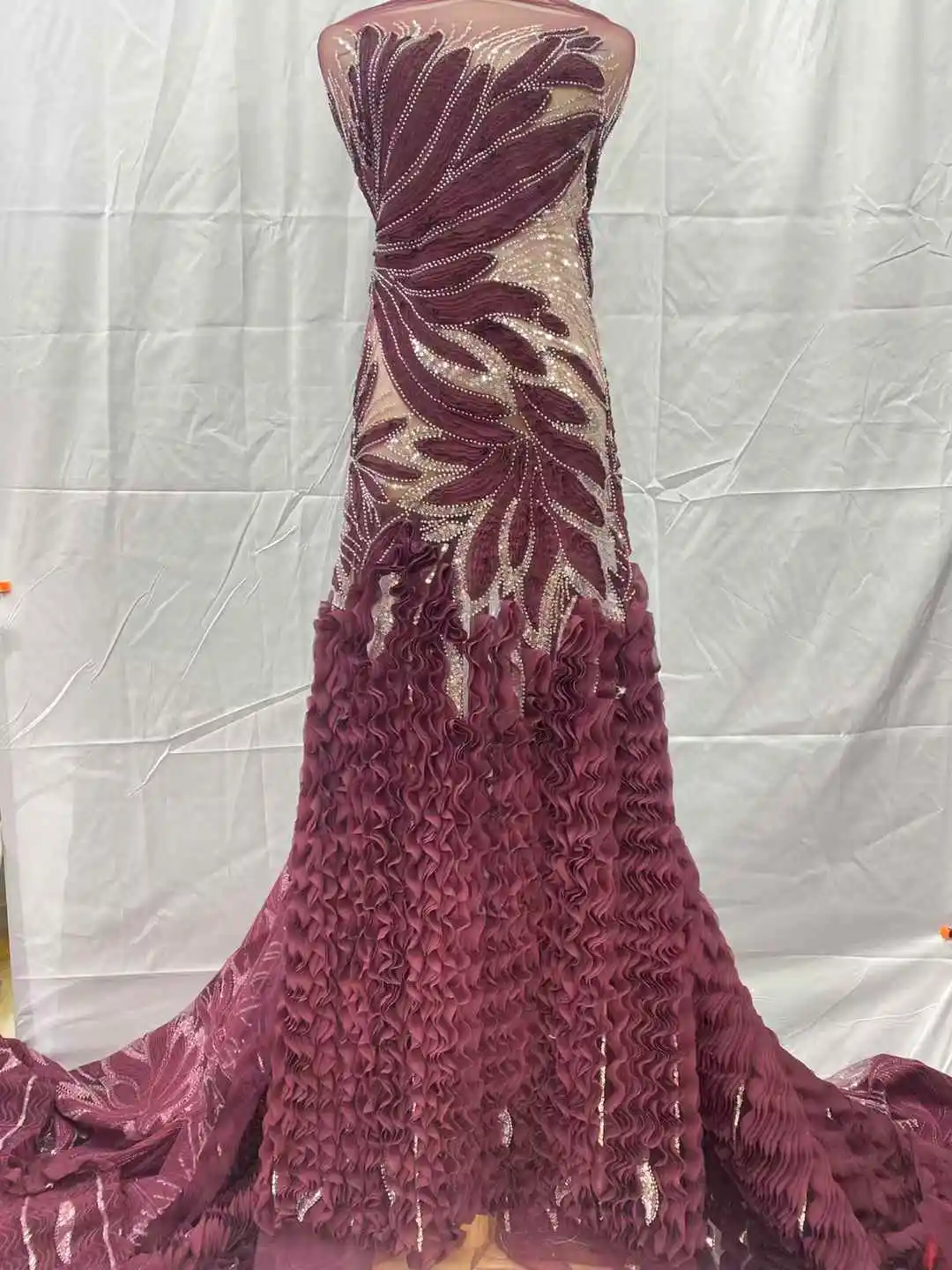 Африканская тяжелая кружевная ткань с бисером, нигерийская кружевная ткань с блестками для жениха, шитье свадебного платья, высокое качество, 5 ярдов, 2025 г.