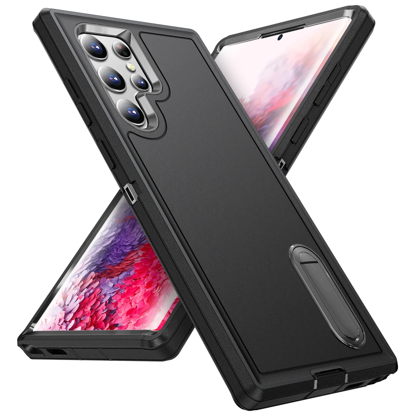 Hülle für Samsung Galaxy S26 Ultra S25 Edge S24 S23 A16 A56 Body 3-in-1 Stoßfeste Robuste Kratzfeste Schutzhülle mit Ständer – Detail 12