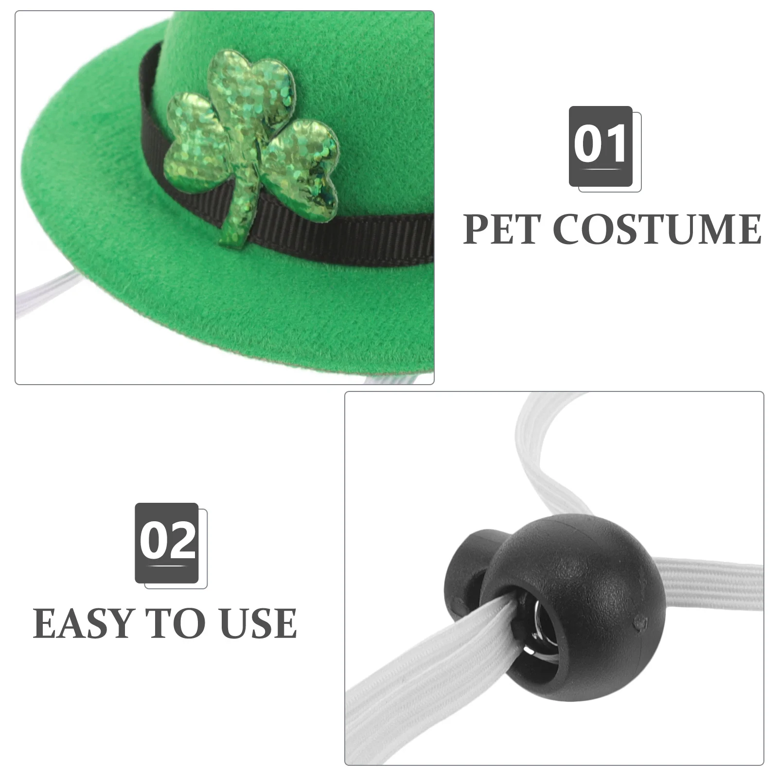 Pet Hat and Tie Set St Patricks Day Dog Clothes Outfit Irish Party Elastic Costume Polyester Accessories